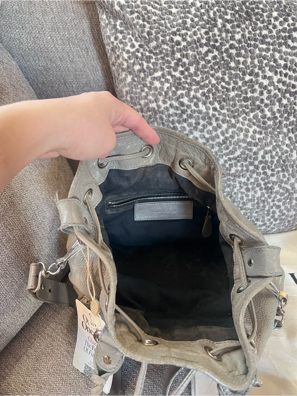 Balenciaga Grey City Le Cagole Motocross Pompon Bucket Bag - Picture 7 of 12